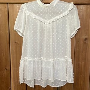 Anthropologie RO&DE swiss dot ruffle top